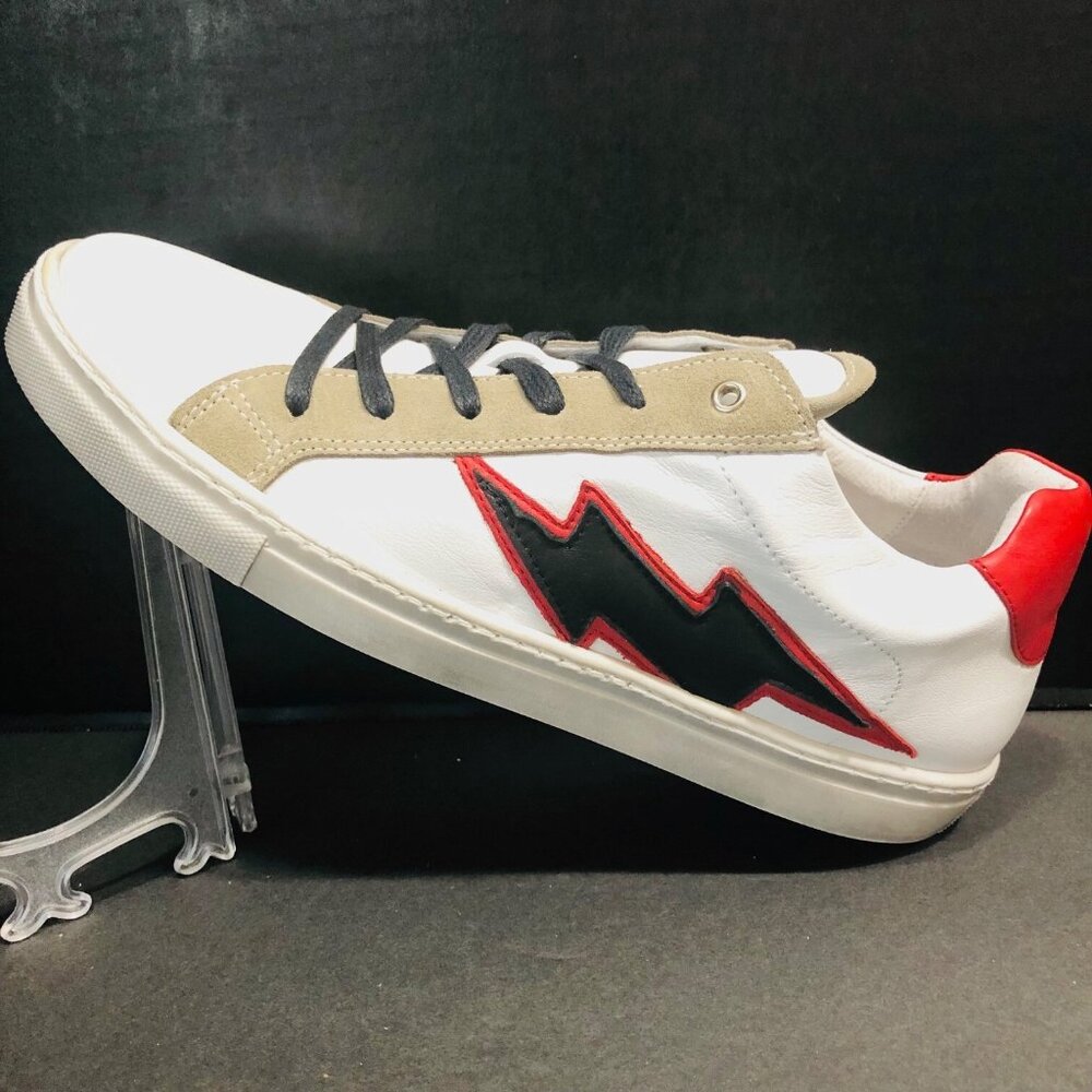 Papouelli London Leather Sneakers 41 Mens 8 Womens 10 Lightening Lightning Bolt